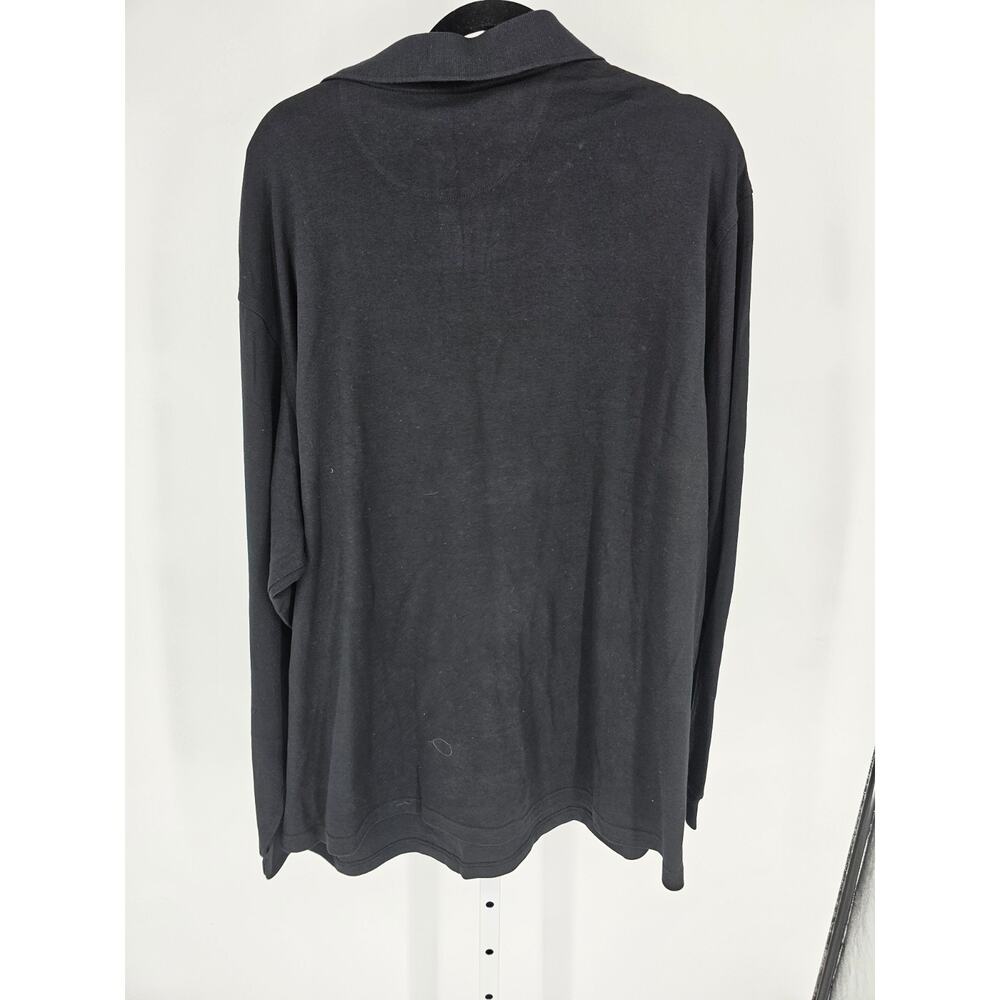 Roundtree & Yorke Mens Sz 2XB Long Sleeve Polo Shirt Black Silky Finish NEW - Picture 4 of 4